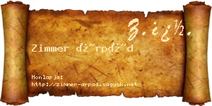 Zimmer Árpád névjegykártya